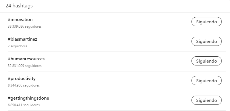 Hashtags en LinkedIn